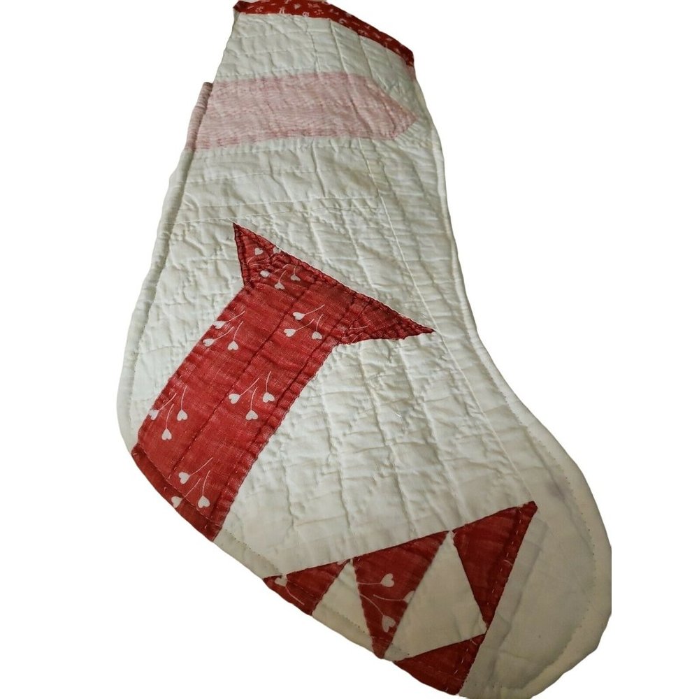ARTISAN MADE VINTAGE CUTTER QUILT LINED CHRISTMAS STOCKING 18-6 ONE OF A KIND